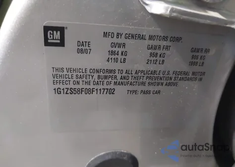 2008 Chevrolet Malibu Classic Ls z USA, uszkodzony, nr VIN 1G1ZS58F08F117702